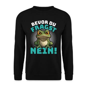 Karneval Kostüm BEVOR DU FRAGST NEIN! Lustiges - Unisex Pullover - Schwarz - Vorne - Alina (178cm) & Michal (187cm)