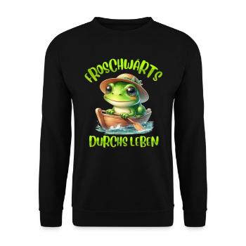 Froschkostüm FROSCHWÄRTS DURCHS LEBEN Lustiges - Unisex Pullover - Schwarz - Vorne - Alina (178cm) & Michal (187cm)