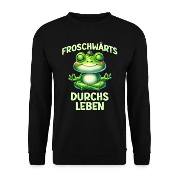 Froschkostüm FROSCHWÄRTS DURCHS LEBEN Lustiges - Unisex Pullover - Schwarz - Vorne - Alina (178cm) & Michal (187cm)