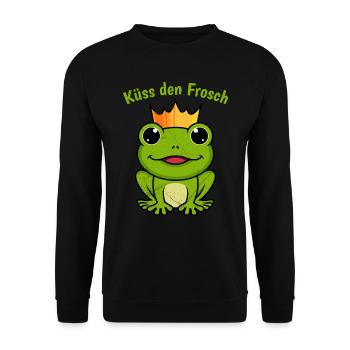 Karneval Party KÜSS DEN FROSCH Lustiges Party - Unisex Pullover - Schwarz - Vorne - Alina (178cm) & Michal (187cm)
