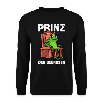Faschings Frosch PRINZ DER SEEROSEN Lustiges - Unisex Pullover - Schwarz - Vorne - Alina (178cm) & Michal (187cm)