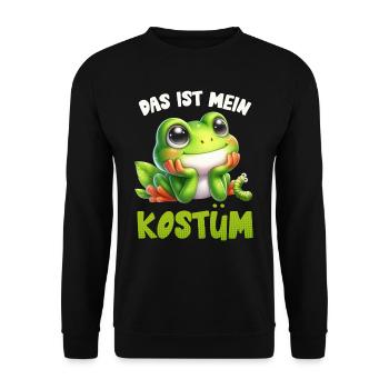 Karneval Party Frosch DAS IST MEIN FROSCH KOSTÜM - Unisex Pullover - Schwarz - Vorne - Alina (178cm) & Michal (187cm)