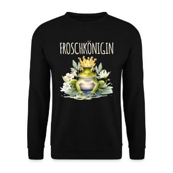 Karneval Kostüm FROSCHKÖNIGIN Lustiges Fasching - Unisex Pullover - Schwarz - Vorne - Alina (178cm) & Michal (187cm)