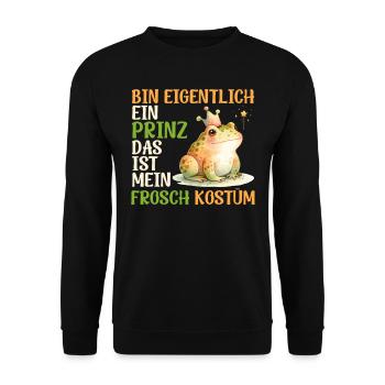 Karneval Frösche BIN EIGENTLICH EIN PRINZ FROSCH - Unisex Pullover - Schwarz - Vorne - Alina (178cm) & Michal (187cm)