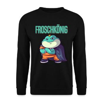 Karneval Kostüm FROSCHKÖNIG Lustiges Frosch - Unisex Pullover - Schwarz - Vorne - Alina (178cm) & Michal (187cm)
