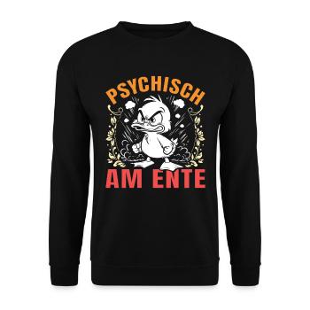 Karneval Enten PSYCHISCH AM ENTE Lustiges - Unisex Pullover - Schwarz - Vorne - Alina (178cm) & Michal (187cm)