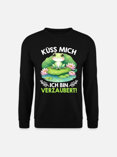 Froschkostüm KÜSS MICH ICH BIN VERZAUBERT - Unisex Pullover - Schwarz