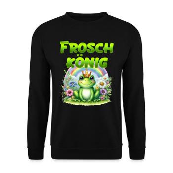 FROSCHKÖNIG Lustiges Karneval Frosch Kostüm - Unisex Pullover - Schwarz - Vorne - Alina (178cm) & Michal (187cm)