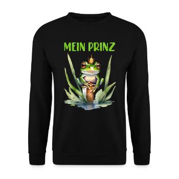 Froschkostüm MEIN PRINZ Lustiges Faschings - Unisex Pullover - Schwarz - Vorne - Alina (178cm) & Michal (187cm)