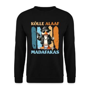 KÖLLE ALAAF MADAFAKAS Lustiges Entenkostüm Kölner - Unisex Pullover - Schwarz - Vorne - Alina (178cm) & Michal (187cm)