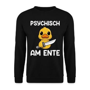 Faschings Party PSYCHISCH AM ENTE Lustiges - Unisex Pullover - Schwarz - Vorne - Alina (178cm) & Michal (187cm)