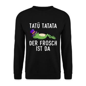 Faschings Kostüm TATÜ TATATA DER FROSCH IST DA - Unisex Pullover - Schwarz - Vorne - Alina (178cm) & Michal (187cm)
