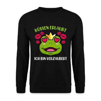 Faschings Party KÜSSEN ERLAUBT BIN VERZAUBERT - Unisex Pullover - Schwarz - Vorne - Alina (178cm) & Michal (187cm)