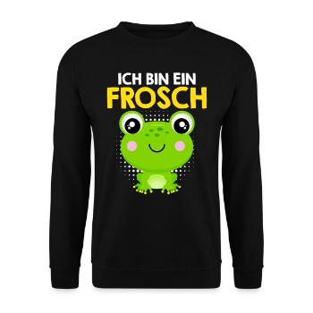Froschkostüm ICH BIN EIN FROSCH Karneval - Unisex Pullover - Schwarz - Vorne - Alina (178cm) & Michal (187cm)