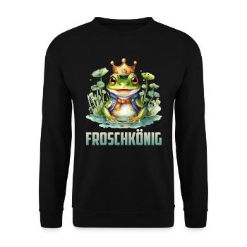Karneval Kostüm FROSCHKÖNIG Lustiges Frosch - Unisex Pullover - Schwarz - Vorne - Alina (178cm) & Michal (187cm)
