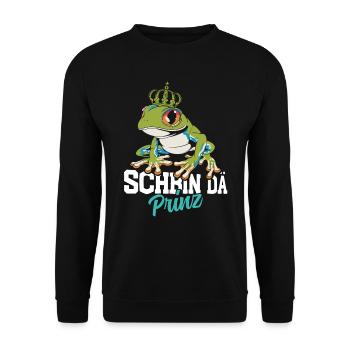 Karneval Kostüm Party SCHBIN DA PRINZ Lustiges - Unisex Pullover - Schwarz - Vorne - Alina (178cm) & Michal (187cm)