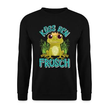 Karneval Kostüm Party KÜSS DEN FROSCH Lustiges - Unisex Pullover - Schwarz - Vorne - Alina (178cm) & Michal (187cm)