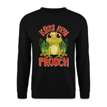 Karneval Kostüm Party KÜSS DEN FROSCH Lustiges - Unisex Pullover - Schwarz - Vorne - Alina (178cm) & Michal (187cm)
