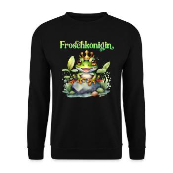 Froschkostüm FROSCHKÖNIGIN Lustiges Karneval - Unisex Pullover - Schwarz - Vorne - Alina (178cm) & Michal (187cm)