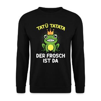 Faschings Kostüm TATÜ TATATA DER FROSCH IST DA - Unisex Pullover - Schwarz - Vorne - Alina (178cm) & Michal (187cm)