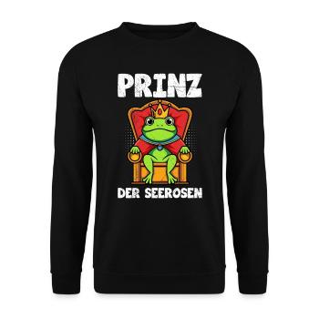 Faschings Frosch PRINZ DER SEEROSEN Lustiges - Unisex Pullover - Schwarz - Vorne - Alina (178cm) & Michal (187cm)