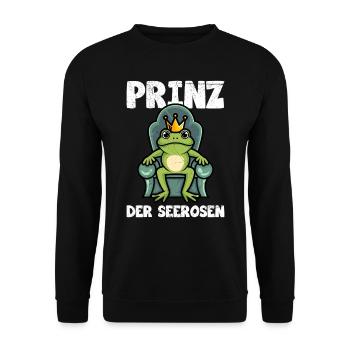 Faschings Frosch PRINZ DER SEEROSEN Lustiges - Unisex Pullover - Schwarz - Vorne - Alina (178cm) & Michal (187cm)