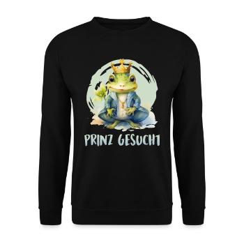 Karneval Kostüm PRINZ GESUCHT Froschkostüm - Unisex Pullover - Schwarz - Vorne - Alina (178cm) & Michal (187cm)