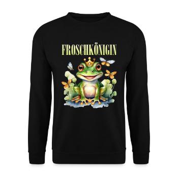 Karneval Kostüm FROSCHKÖNIGIN Lustiges Fasching - Unisex Pullover - Schwarz - Vorne - Alina (178cm) & Michal (187cm)