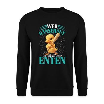 Faschingskostüm WER GÄNSEHAUT DER SCHLÄGT ENTEN - Unisex Pullover - Schwarz - Vorne - Alina (178cm) & Michal (187cm)