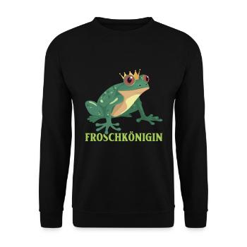 Karneval FROSCHKÖNIGIN Lustiges Frosch Kostüm - Unisex Pullover - Schwarz - Vorne - Alina (178cm) & Michal (187cm)