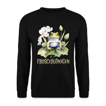 Karneval Kostüm FROSCHKÖNIGIN Lustiges Fasching - Unisex Pullover - Schwarz - Vorne - Alina (178cm) & Michal (187cm)