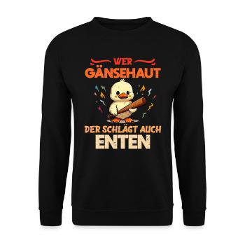Faschingskostüm WER GÄNSEHAUT DER SCHLÄGT AUCH - Unisex Pullover - Schwarz - Vorne - Alina (178cm) & Michal (187cm)