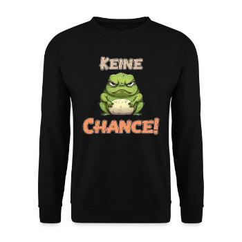 Karneval Party KEINE CHANCE Lustiges Frosch - Unisex Pullover - Schwarz - Vorne - Alina (178cm) & Michal (187cm)