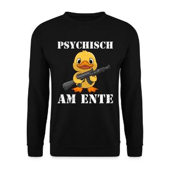 Faschings Party PSYCHISCH AM ENTE Lustiges - Unisex Pullover - Schwarz - Vorne - Alina (178cm) & Michal (187cm)
