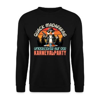 Karneval Ente QUACK MADAFAKAS UNDERCOVER AUF - Unisex Pullover - Schwarz - Vorne - Alina (178cm) & Michal (187cm)