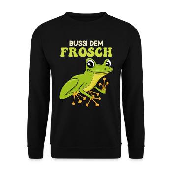 Froschkostüm BUSSI DEM FROSCH Lustiges Frosch - Unisex Pullover - Schwarz - Vorne - Alina (178cm) & Michal (187cm)