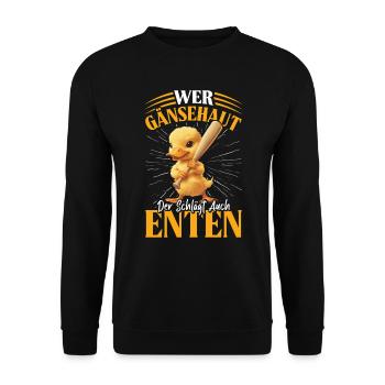 Faschingskostüm WER GÄNSEHAUT DER SCHLÄGT ENTEN - Unisex Pullover - Schwarz - Vorne - Alina (178cm) & Michal (187cm)