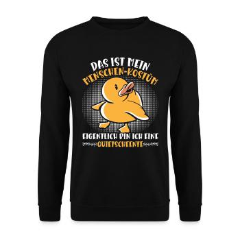 Faschingskostüm DAS IST MEIN MENSCHEN KOSTÜM - Unisex Pullover - Schwarz - Vorne - Alina (178cm) & Michal (187cm)