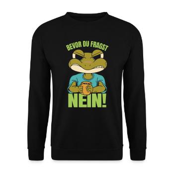 Froschkostüm BEVOR DU FRAGST NEIN! Lustiges - Unisex Pullover - Schwarz - Vorne - Alina (178cm) & Michal (187cm)