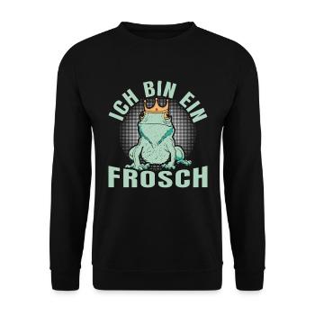 Karneval Party ICH BIN EIN FROSCH Lustiges - Unisex Pullover - Schwarz - Vorne - Alina (178cm) & Michal (187cm)