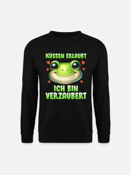 Karneval Frosch KÜSSEN ERLAUBT BIN VERZAUBERT - Unisex Pullover - Schwarz