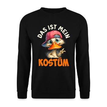 Faschings Enten DAS IST MEIN KOSTÜM Lustiges - Unisex Pullover - Schwarz - Vorne - Alina (178cm) & Michal (187cm)
