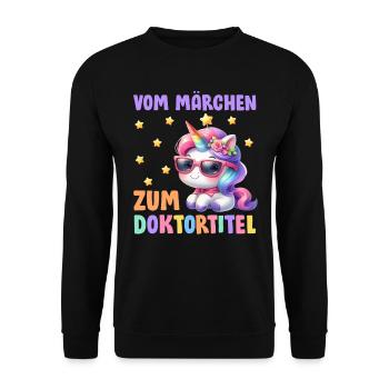 Dissertation VOM MÄRCHEN ZUM DOKTORTITEL Lustig - Unisex Pullover - Schwarz - Vorne - Alina (178cm) & Michal (187cm)