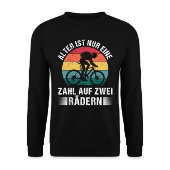 Opa ALTER IST NUR EINE ZAHL AUF ZWEI RÄDERN Lustig - Unisex Pullover - Schwarz - Vorne - Alina (178cm) & Michal (187cm)
