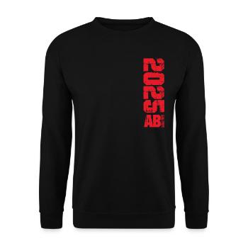 ABI 2025 Abitur Abschluss Lustiges Abiturienten - Unisex Pullover - Schwarz - Vorne - Alina (178cm) & Michal (187cm)