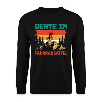 Radfahrer RENTE IM FAHRRADSATTEL Radeln Lustig - Unisex Pullover - Schwarz - Vorne - Alina (178cm) & Michal (187cm)