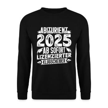 ABITURIENT 2025 AB SOFORT Abi Geschafft Lustiges - Unisex Pullover - Schwarz - Vorne - Alina (178cm) & Michal (187cm)