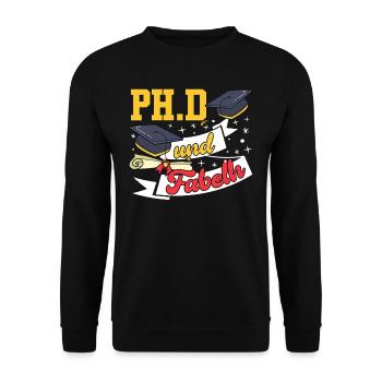Doktortitel Ph.D AND FABOLOUS Lustiges - Unisex Pullover - Schwarz - Vorne - Alina (178cm) & Michal (187cm)