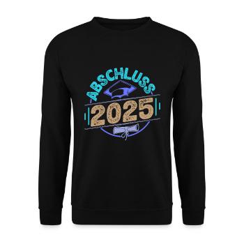 Abitur ABSCHLUSS 2025 Abi Geschafft Lustiges - Unisex Pullover - Schwarz - Vorne - Alina (178cm) & Michal (187cm)
