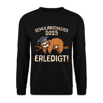 Abitur SCHULABSCHLUSS 2025 ERLEDIGT Abi Absolvent - Unisex Pullover - Schwarz - Vorne - Alina (178cm) & Michal (187cm)
